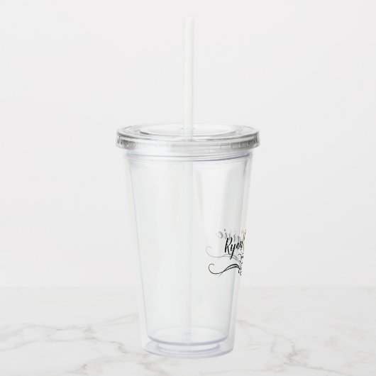 Modern Elegant Monogram met Gouden Trouwringen Acryl Drinkbeker (Rechts)