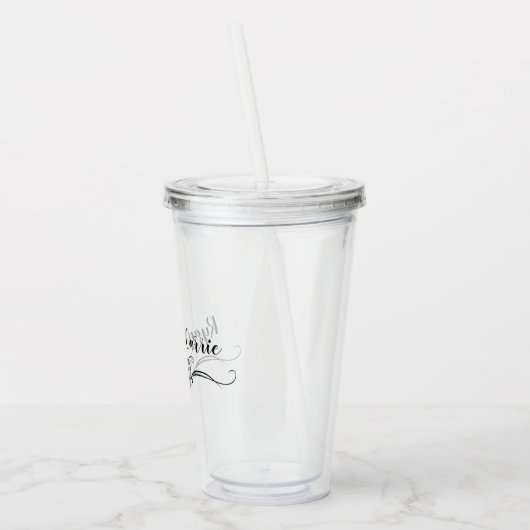 Modern Elegant Monogram met Gouden Trouwringen Acryl Drinkbeker (Links)