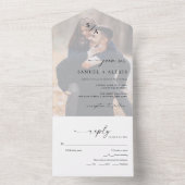 Modern Elegant Monogram Minimalist Photo Wedding All In One Uitnodiging (Binnen)