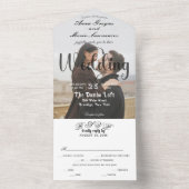 Modern Elegant Monogram Minimalist Photo Wedding  All In One Uitnodiging (Binnen)