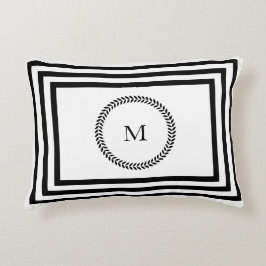 Modern Elegant monogram Minimalistisch zwart lijst Accent Kussen