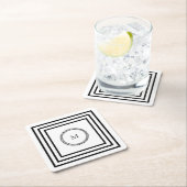 Modern Elegant monogram Minimalistisch zwart lijst Kartonnen Onderzetters (Insitu)