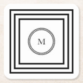 Modern Elegant monogram Minimalistisch zwart lijst Kartonnen Onderzetters (Voorkant)