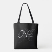 Modern Elegant Monogram Naam Nail Artiest Zwart Tote Bag (Achterkant)