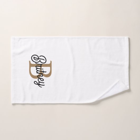Modern Elegant Monogram Naam Zwart Goud Script Bad Handdoek (Handdoek)