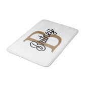 Modern Elegant Monogram Naam Zwart Goud Script Badmat (Gekanteld)