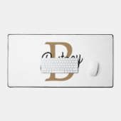 Modern Elegant Monogram Naam Zwart Goud Script Bureaumat (Keyboard & Muis)