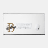 Modern Elegant Monogram Naam Zwart Goud Script Bureaumat (Keyboard & Muis)