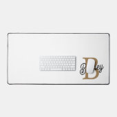 Modern Elegant Monogram Naam Zwart Goud Script Bureaumat (Keyboard & Muis)
