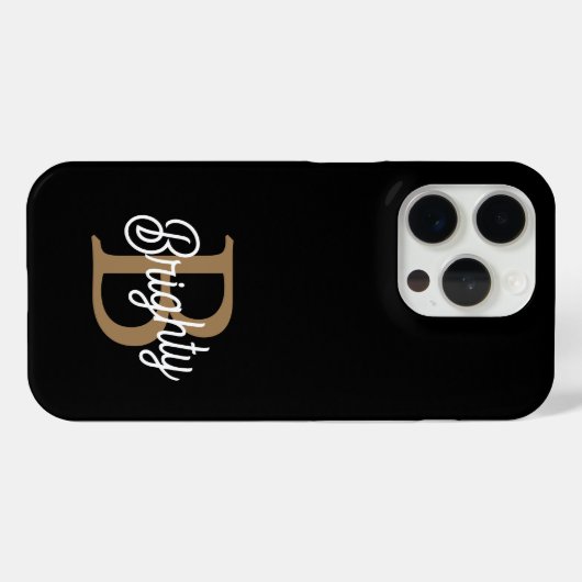 Modern Elegant Monogram Naam Zwart Goud Script Case-Mate iPhone Case (Achterkant (horizontaal))