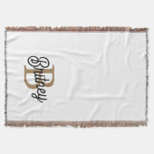 Modern Elegant Monogram Naam Zwart Goud Script Deken (Voorkant)