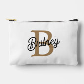 Modern Elegant Monogram Naam Zwart Goud Script Etui (Voorkant)