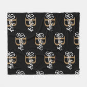 Modern Elegant Monogram Naam Zwart Goud Script Fleece Deken (Voorkant (Horizontaal))