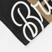 Modern Elegant Monogram Naam Zwart Goud Script Fleece Deken (Hoek)