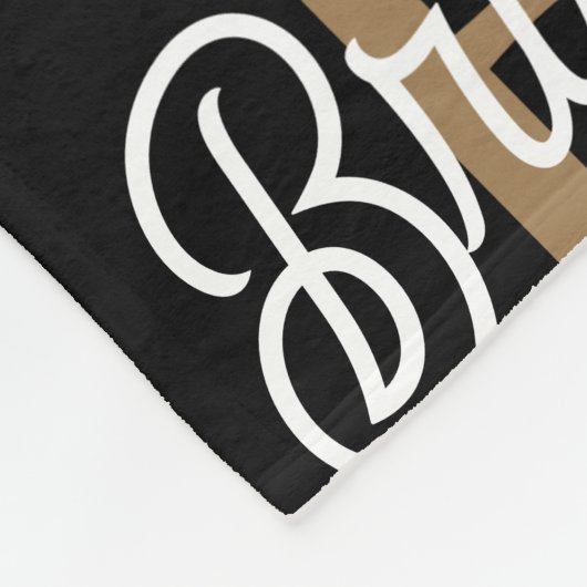 Modern Elegant Monogram Naam Zwart Goud Script Fleece Deken (Hoek)