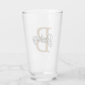 Modern Elegant Monogram Naam Zwart Goud Script Glas (Achterkant)