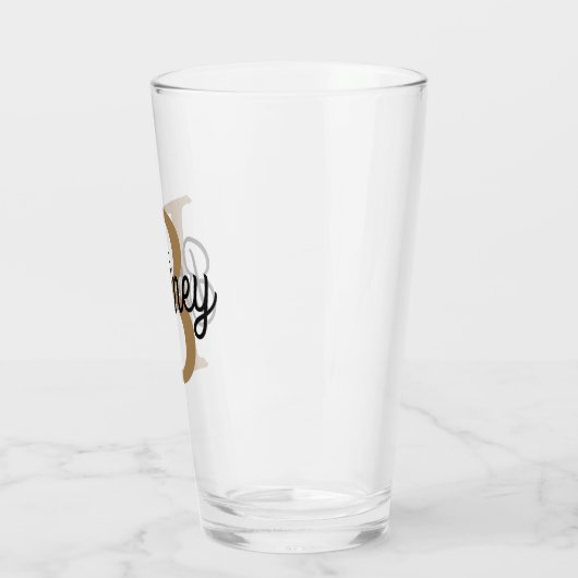 Modern Elegant Monogram Naam Zwart Goud Script Glas (Links)