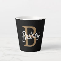Modern Elegant Monogram Naam Zwart Goud Script