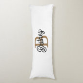 Modern Elegant Monogram Naam Zwart Goud Script Lichaamskussen (Voorkant Verticaal)