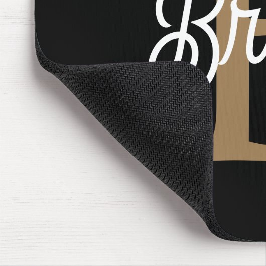 Modern Elegant Monogram Naam Zwart Goud Script Muismat (Hoek)