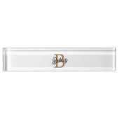 Modern Elegant Monogram Naam Zwart Goud Script Naambordje (Voorkant)