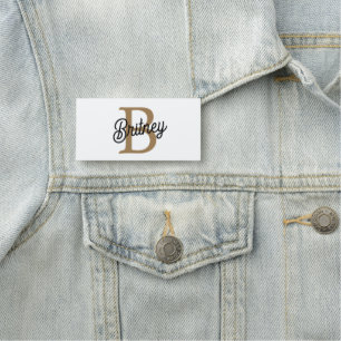 Modern Elegant Monogram Naam Zwart Goud Script Naamplaatje