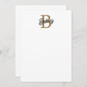 Modern Elegant Monogram Naam Zwart Goud Script Notitiekaartje (Voorkant / Achterkant)