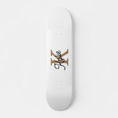 Modern Elegant Monogram Naam Zwart Goud Script Persoonlijk Skateboard (Voorkant)