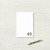 Modern Elegant Monogram Naam Zwart Goud Script Post-it® Notes (Op bureau)