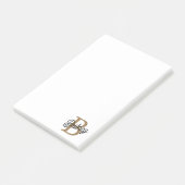 Modern Elegant Monogram Naam Zwart Goud Script Post-it® Notes (Schuin)