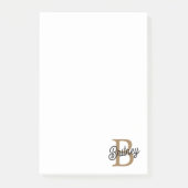 Modern Elegant Monogram Naam Zwart Goud Script Post-it® Notes (Voorkant)