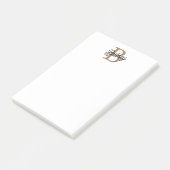 Modern Elegant Monogram Naam Zwart Goud Script Post-it® Notes (Schuin)
