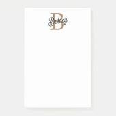 Modern Elegant Monogram Naam Zwart Goud Script Post-it® Notes (Voorkant)