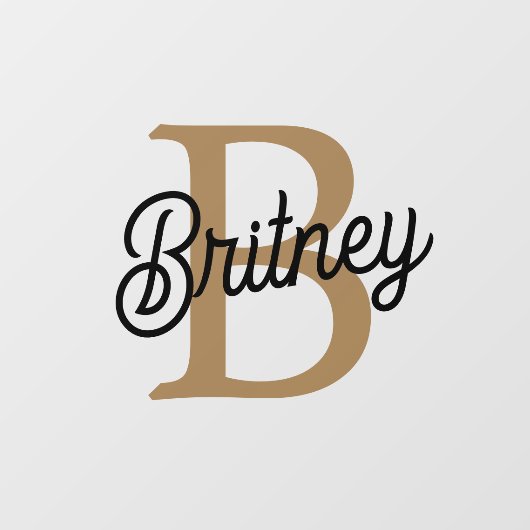 Modern Elegant Monogram Naam Zwart Goud Script Raamsticker (Vel)