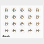 Modern Elegant Monogram Naam Zwart Goud Script Ronde Sticker (Vel)
