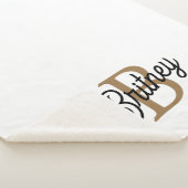 Modern Elegant Monogram Naam Zwart Goud Script Sherpa Deken (3/4)