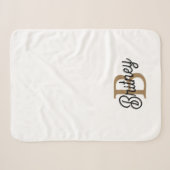 Modern Elegant Monogram Naam Zwart Goud Script Sherpa Deken (Voorkant (horizontaal))