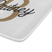 Modern Elegant Monogram Naam Zwart Goud Script Snijplank (Hoek)