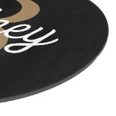 Modern Elegant Monogram Naam Zwart Goud Script Snijplank (Hoek)