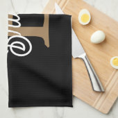 Modern Elegant Monogram Naam Zwart Goud Script Theedoek (Quarter Fold)