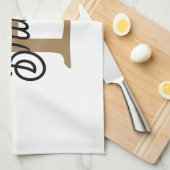 Modern Elegant Monogram Naam Zwart Goud Script Theedoek (Quarter Fold)