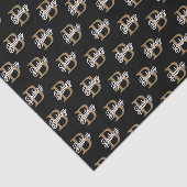 Modern Elegant Monogram Naam Zwart Goud Script Tissuepapier (Detail)