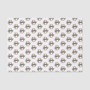 Modern Elegant Monogram Naam Zwart Goud Script Tissuepapier