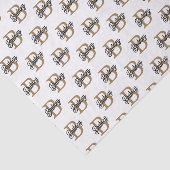 Modern Elegant Monogram Naam Zwart Goud Script Tissuepapier (Detail)