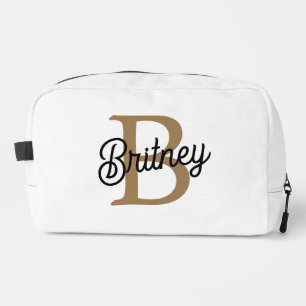 Modern Elegant Monogram Naam Zwart Goud Script Toilettasje