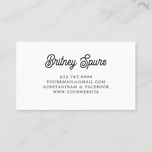 Modern Elegant Monogram Naam Zwart Goud Script Visitekaartje (Achterkant)