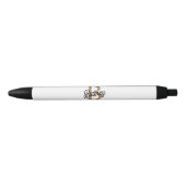 Modern Elegant Monogram Naam Zwart Goud Script Zwarte Inkt Pen (Voorkant)