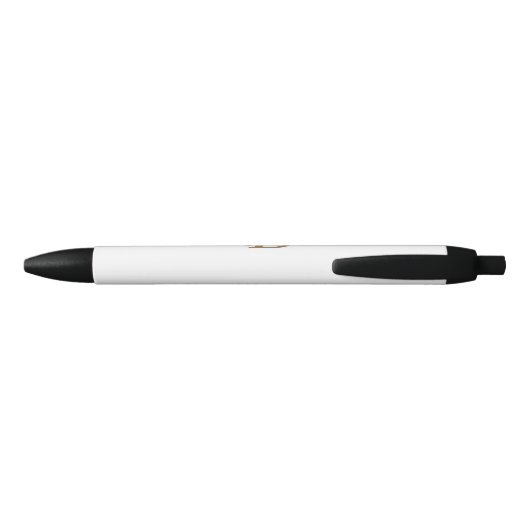 Modern Elegant Monogram Naam Zwart Goud Script Zwarte Inkt Pen (Achterkant)