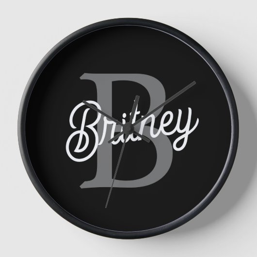 Modern Elegant Monogram Naam Zwart Grijs Script (Voorkant)