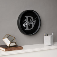 Modern Elegant Monogram Naam Zwart Grijs Script